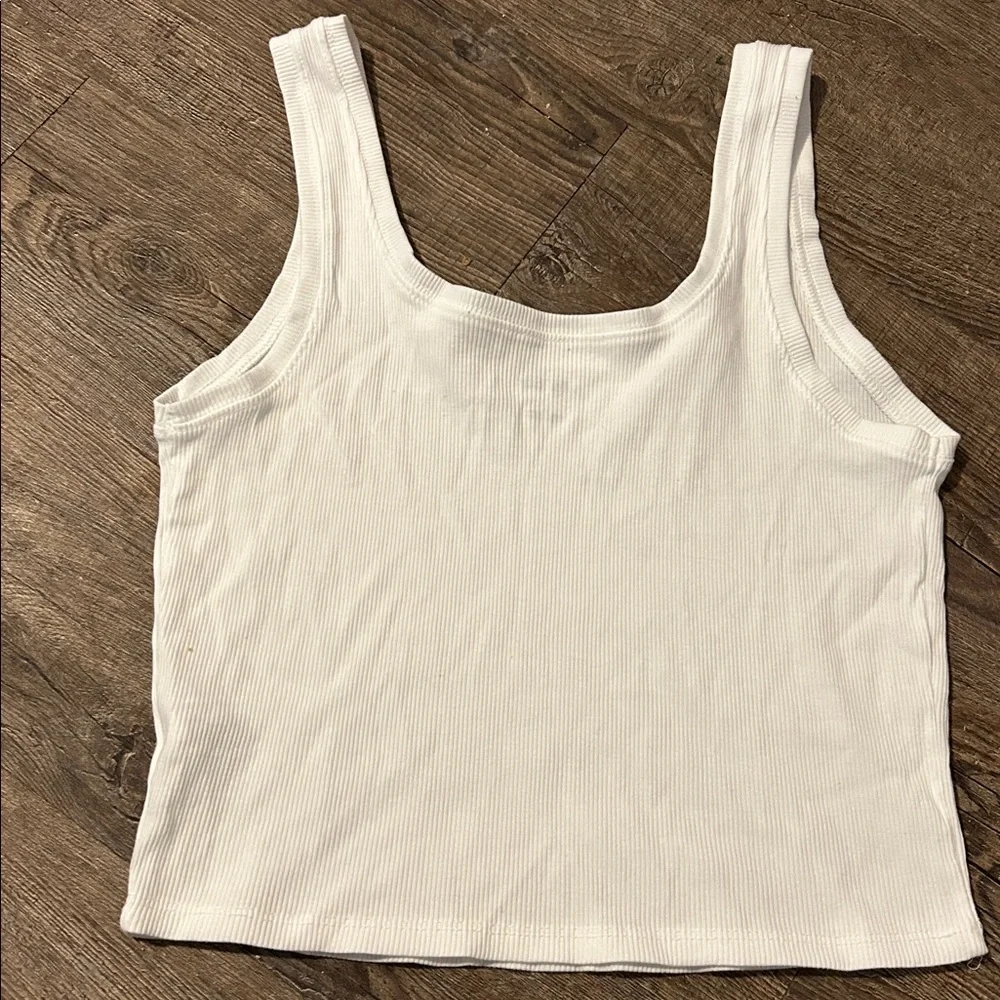 White Ribbed Tank Top - Picture 2 of 3